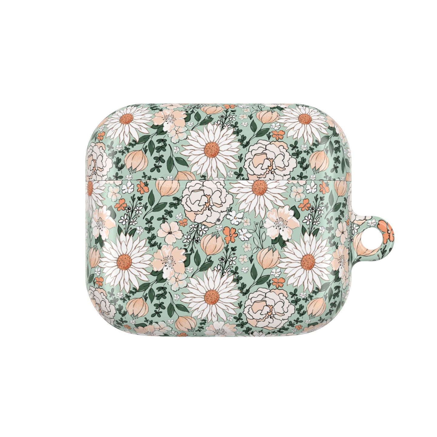 Floral AirPod Cases, Green and White Flower Pattern Protective Cover, AirPods Accessories, Floral Tech Gift, AirPods Case for Women, Cute